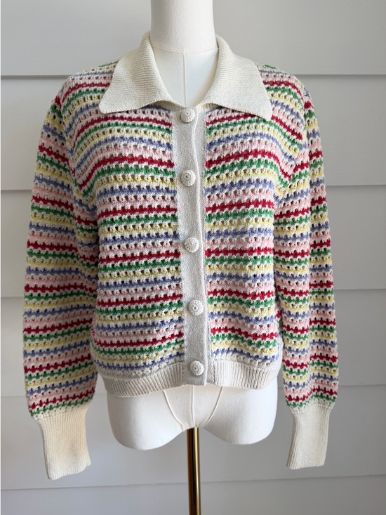 Zara Sweaters - Zara Striped Crochet Knit Cardigan Jacket size M